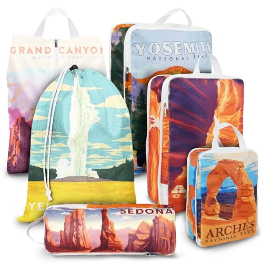 Компрессионные упаковочные кубы для путешествий, набор из 6 штук, органайзеры для багажа в стиле национальных парков, легкие, водонепроницаемые, расширяемые компрессионные сумки
Компрессионные упаковочные кубы для путешествий, набор из 6 штук, органайзеры для багажа в стиле национальных парков, легкие, водонепроницаемые, расширяемые компрессионные сумки