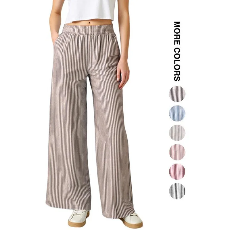 Neutral Striped Wide Leg Casual Pants High Waist Trousers for Women Spring Season Other Material 100% Comfortable Fit
Neutral Striped Wide Leg Casual Pants High Waist Trousers for Women Spring Season Other Material 100% Comfortable Fit
