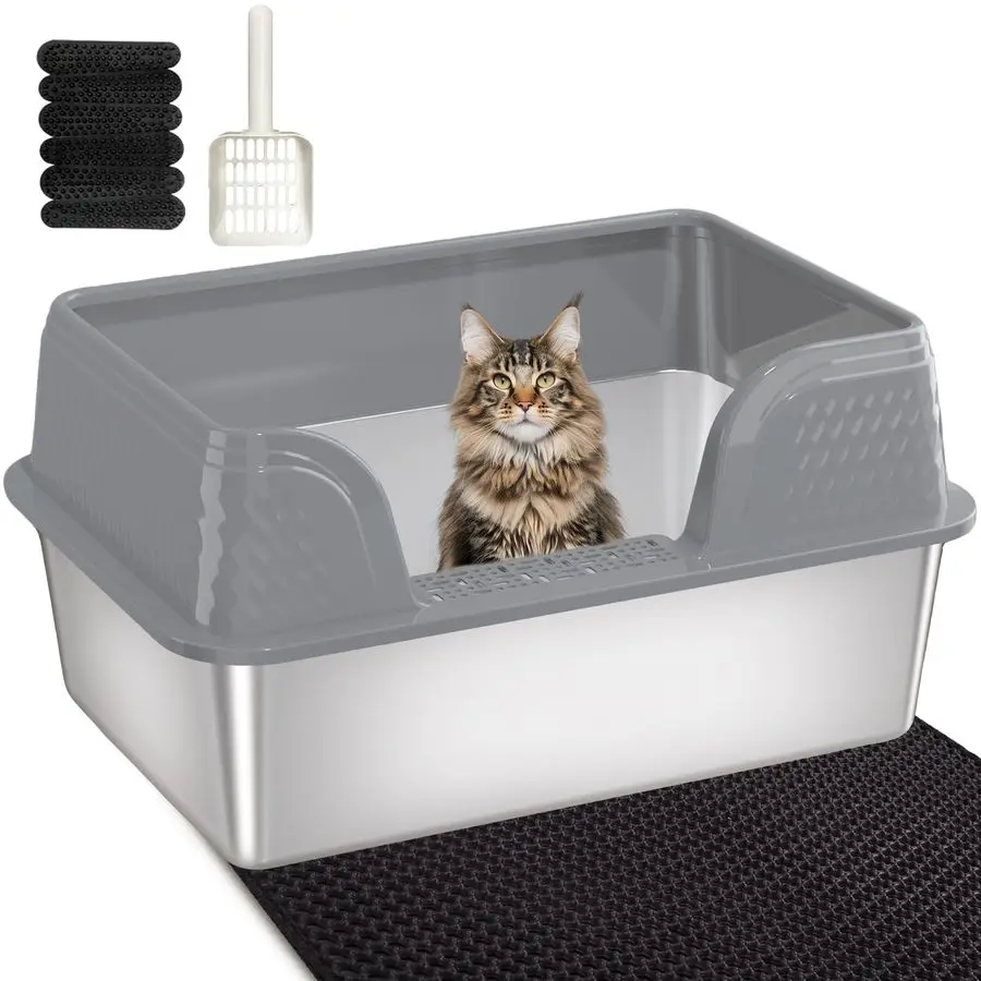 Steel Litter Box XL 23.6 x 15.7 x 12, Metal Litter Box with Lid Extra Large Space with High Sides for Big Cats, Side Entry, Leak
Steel Litter Box XL 23.6 x 15.7 x 12, Metal Litter Box with Lid Extra Large Space with High Sides for Big Cats, Side Entry, Leak