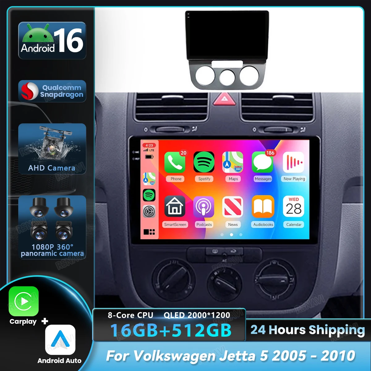 Android 16 Qualcomm Carplay Auto For Volkswagen Jetta 5 2005 2006 - 2010 Car Radio Player Navigation Video Stereo GPS Head Unit
Android 16 Qualcomm Carplay Auto For Volkswagen Jetta 5 2005 2006 - 2010 Car Radio Player Navigation Video Stereo GPS Head Unit