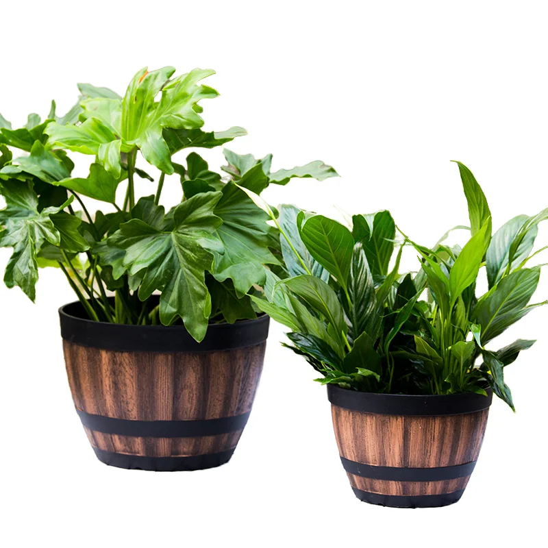 Wooden Bucket Round Planter Retro Flower Pot Planter Metal Whiskey Barrel Vintage Style for Indoor Outdoor Garden
Wooden Bucket Round Planter Retro Flower Pot Planter Metal Whiskey Barrel Vintage Style for Indoor Outdoor Garden