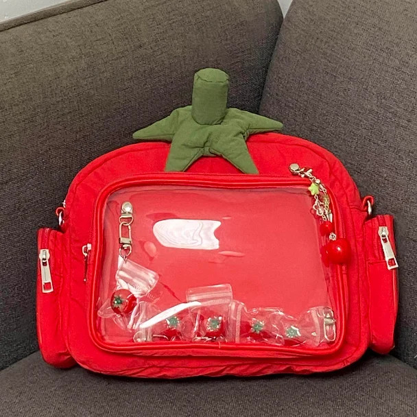 Creative Cute Tomato-shaped Itabag,Sweet Girl Fashion Original Women's Backpack,Transparent Doll Pins Display Crossbody Itabags
Creative Cute Tomato-shaped Itabag,Sweet Girl Fashion Original Women's Backpack,Transparent Doll Pins Display Crossbody Itabags