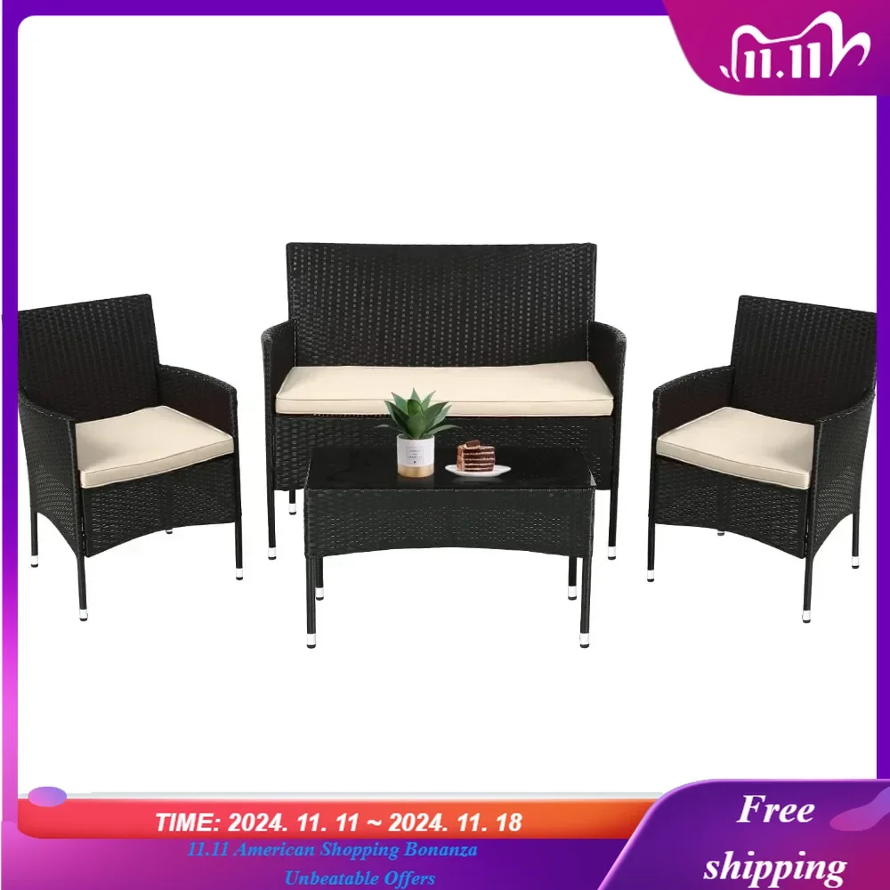 Patio Furniture Set 4 Pieces Outdoor Rattan Chair Wicker Sofa Garden Conversation Bistro Sets for Yard,Pool or Backyard
Patio Furniture Set 4 Pieces Outdoor Rattan Chair Wicker Sofa Garden Conversation Bistro Sets for Yard,Pool or Backyard