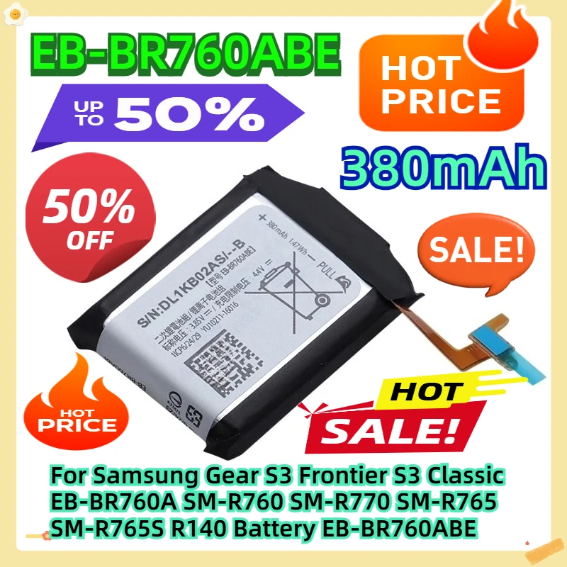 For Samsung Gear S3 Frontier S3 Classic EB-BR760A SM-R760 SM-R770 SM-R765 SM-R765S R140 Battery EB-BR760ABE 380mAh
For Samsung Gear S3 Frontier S3 Classic EB-BR760A SM-R760 SM-R770 SM-R765 SM-R765S R140 Battery EB-BR760ABE 380mAh