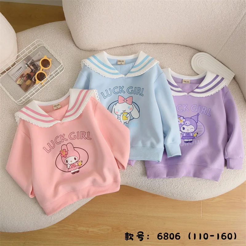 Новинка 2024, толстовка Sanrio с длинным рукавом для девочек, с мультяшным синим воротником, на весну и осень, домашняя одежда для девочек, Свитшот без капюшона
Новинка 2024, толстовка Sanrio с длинным рукавом для девочек, с мультяшным синим воротником, на весну и осень, домашняя одежда для девочек, Свитшот без капюшона