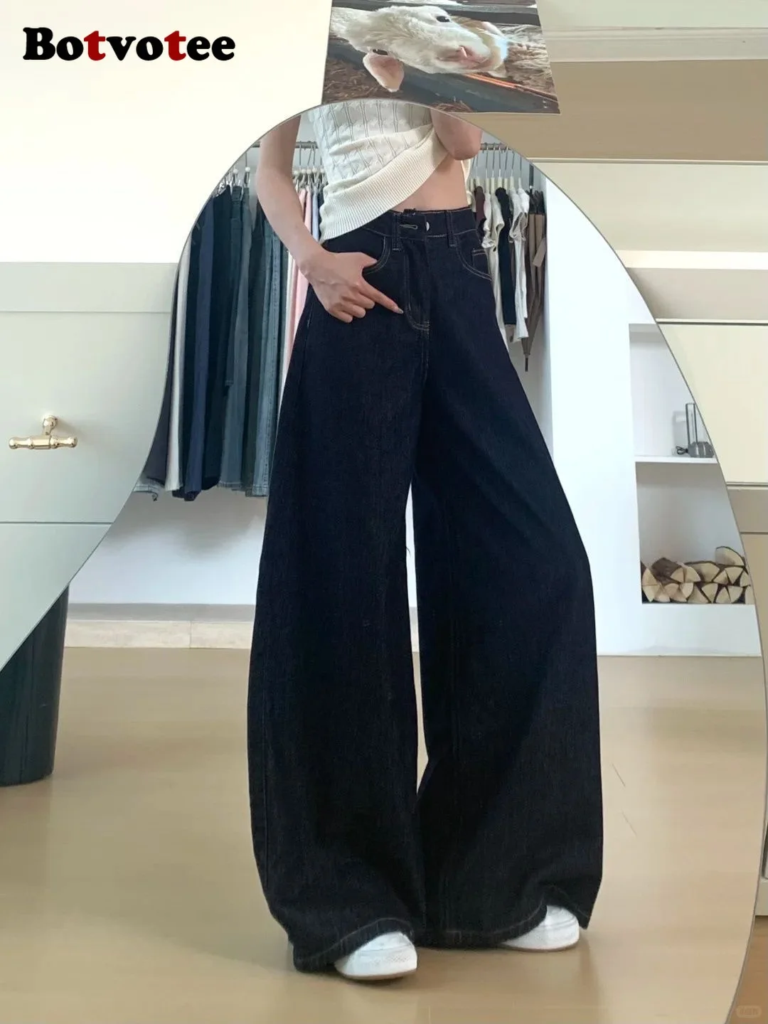 Botvotee Baggy Classic American Denim Jeans for Women Retro High Waisted Wide Leg 1950s/1960s Dark Blue Jeans Loose Street Pants
Botvotee Baggy Classic American Denim Jeans for Women Retro High Waisted Wide Leg 1950s/1960s Dark Blue Jeans Loose Street Pants