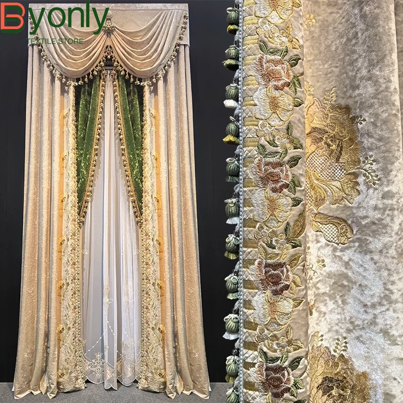 Customized Retro Villa High-end Beige Embroidered Curtains for Living Room Bedroom French Window Finished Window Screen Valance
Customized Retro Villa High-end Beige Embroidered Curtains for Living Room Bedroom French Window Finished Window Screen Valance