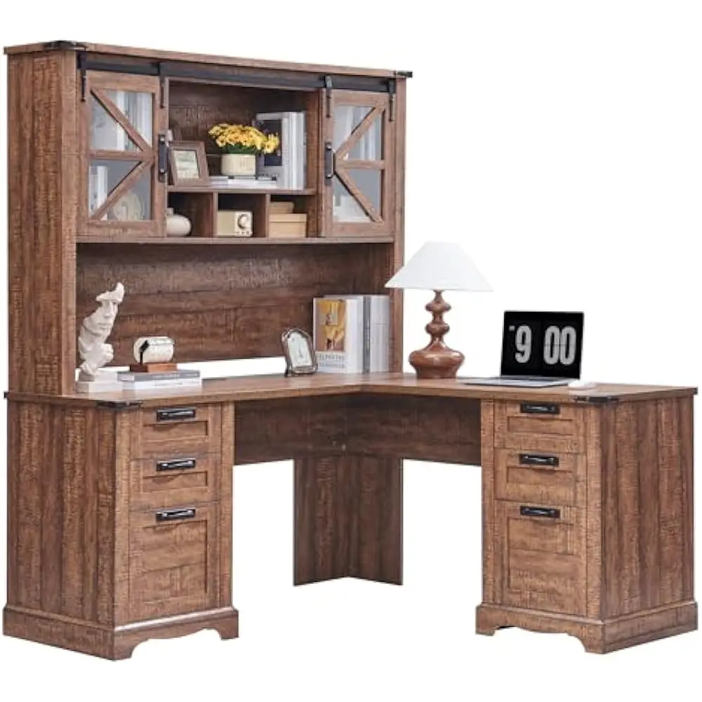 60" Office Desks, L Shaped Desk w/Hutch, Wood Home Office Executive Desk w/Drawer, Charging Station,File Drawer, Storage Cabinet
60" Office Desks, L Shaped Desk w/Hutch, Wood Home Office Executive Desk w/Drawer, Charging Station,File Drawer, Storage Cabinet