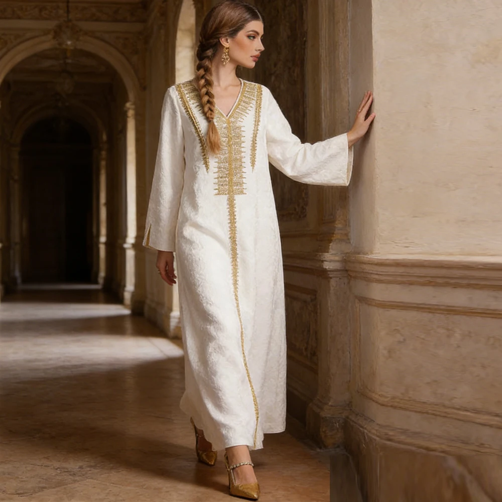 Eid Djellaba Dubai Abayas Women Muslim Dress Beads Party Gown Evening Jalabiya Islam Clothing Caftan Femme Musulmane Vestidos
Eid Djellaba Dubai Abayas Women Muslim Dress Beads Party Gown Evening Jalabiya Islam Clothing Caftan Femme Musulmane Vestidos