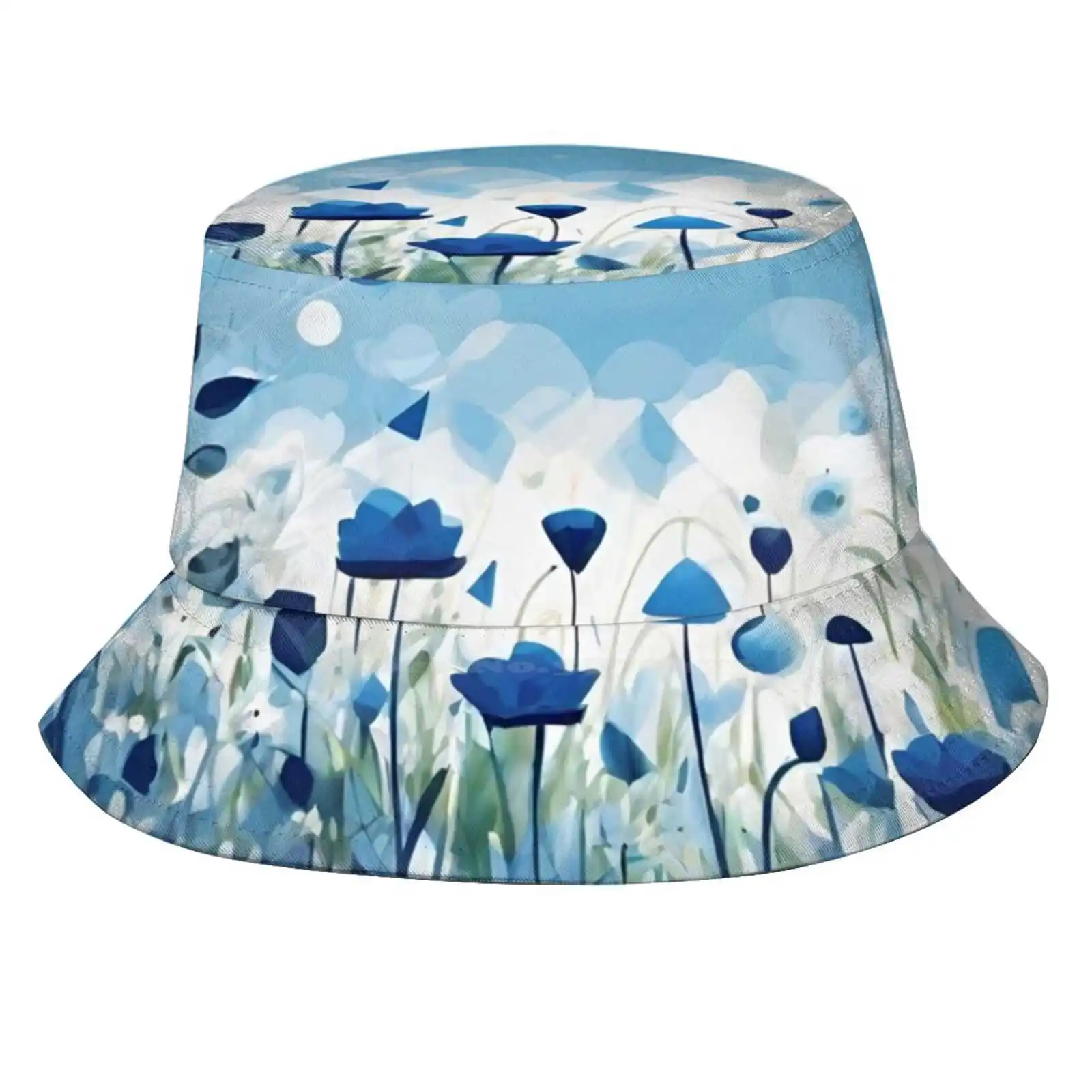 White And Blue Flowers, Abstract And Shapes Pattern Sun Cap Fisherman Hat Bucket Hats Blue And White Colour Flowers Abstract 
White And Blue Flowers, Abstract And Shapes Pattern Sun Cap Fisherman Hat Bucket Hats Blue And White Colour Flowers Abstract