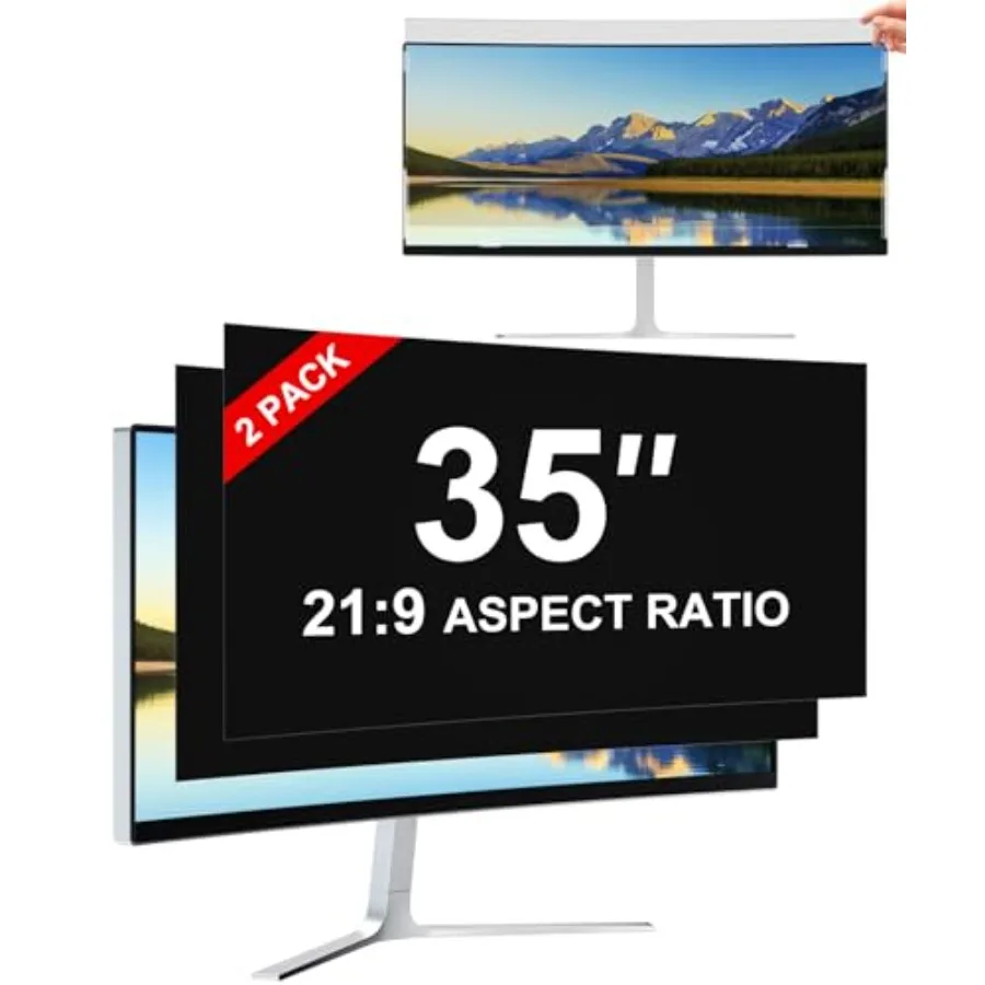 Privacy screen for computer monitor, 35-inch 21:9 aspect ratio, black PET material, anti-spy/anti-blue light/anti-glare eye pro
Privacy screen for computer monitor, 35-inch 21:9 aspect ratio, black PET material, anti-spy/anti-blue light/anti-glare eye pro