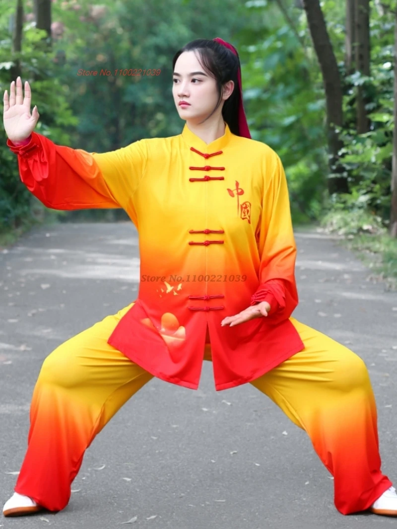 2025 chinese tai chi wushu uniform gradient color kung fu taijiquan martial arts suit wingchun morning practice sport clothing 
2025 chinese tai chi wushu uniform gradient color kung fu taijiquan martial arts suit wingchun morning practice sport clothing