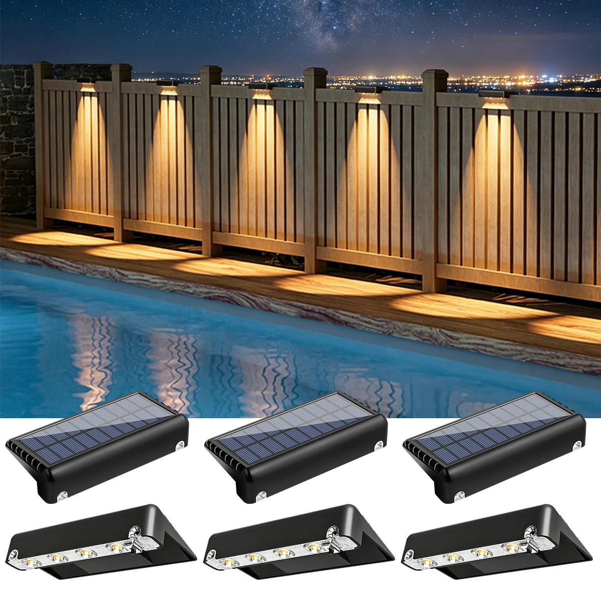 Solar Fence Light Solar Deck Light Solar Garden Light 2 Mount Ways 4 High Bright LEDs Optical Lens IP65 Auto Dusk to Dawn 500mAh
Solar Fence Light Solar Deck Light Solar Garden Light 2 Mount Ways 4 High Bright LEDs Optical Lens IP65 Auto Dusk to Dawn 500mAh