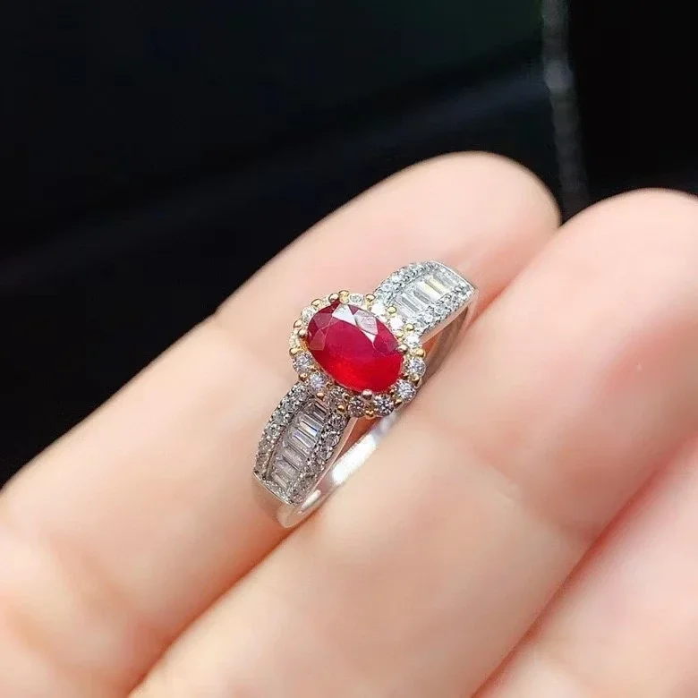 Dazzling Ruby Wedding Ring 4mm * 6mm Natural Ruby Ring for Engagement 925 Silver Gemstone Ring
Dazzling Ruby Wedding Ring 4mm * 6mm Natural Ruby Ring for Engagement 925 Silver Gemstone Ring