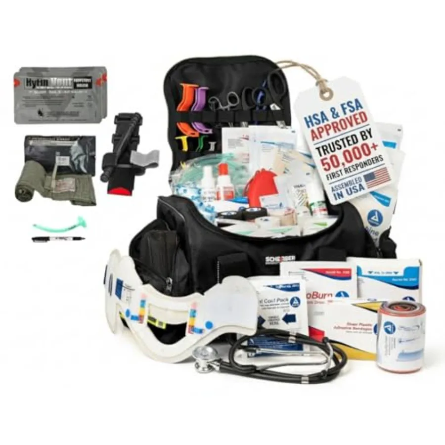 Fully-Stocked First Responder Bag for EMT/EMS Trauma and Bleeding Control with CAT Tourniquet HyFin Chest Seal Israeli Bandage
Fully-Stocked First Responder Bag for EMT/EMS Trauma and Bleeding Control with CAT Tourniquet HyFin Chest Seal Israeli Bandage