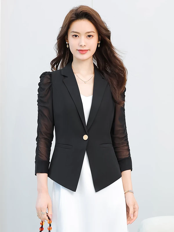 Slim Fit Black Suit Jacket Women's Spring Summer Fashion Simple Dry Commute Formal Seven Sleeve Small Suit Outerwear
Slim Fit Black Suit Jacket Women's Spring Summer Fashion Simple Dry Commute Formal Seven Sleeve Small Suit Outerwear
