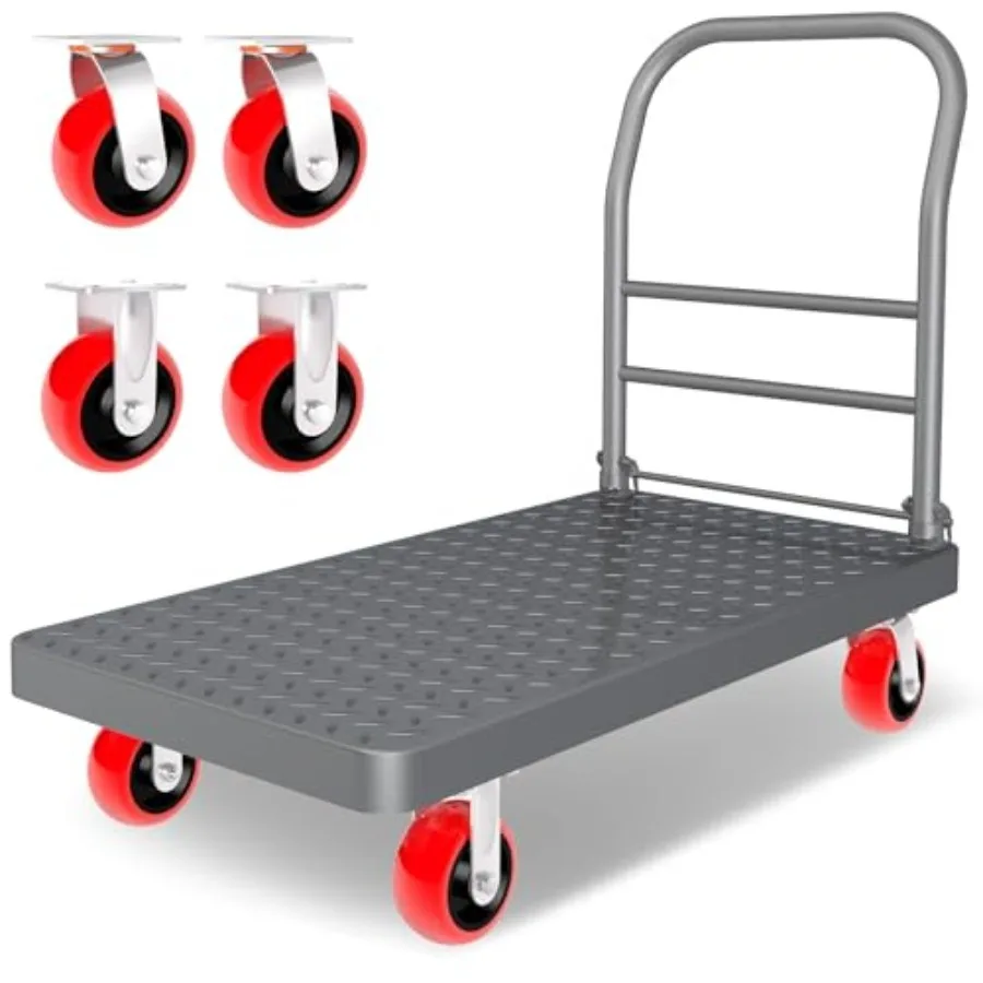 Platform Truck Foldable Flatbed Cart 24'' x 48'' Heavy Duty Push Cart Dolly 2600LBS Capacity Large Platform Cart w/ 5'' Swivel
Platform Truck Foldable Flatbed Cart 24'' x 48'' Heavy Duty Push Cart Dolly 2600LBS Capacity Large Platform Cart w/ 5'' Swivel