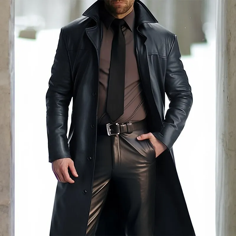 Men's Pure Color Leather Long Coat PU Leather Stand Collar Cosplay Jaet Casual Loose Fit Printed Fake Leather Jaet
Men's Pure Color Leather Long Coat PU Leather Stand Collar Cosplay Jaet Casual Loose Fit Printed Fake Leather Jaet