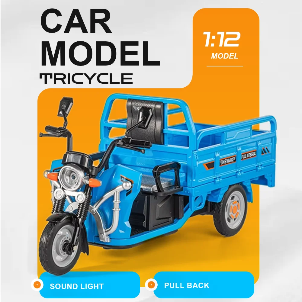 1:12 Alloy Motor Tricycle Diecast Car Toy Miniature Model with Sound Light Pull Back Rubber Tire Vehices Fun Toys Gifts for Kid
1:12 Alloy Motor Tricycle Diecast Car Toy Miniature Model with Sound Light Pull Back Rubber Tire Vehices Fun Toys Gifts for Kid