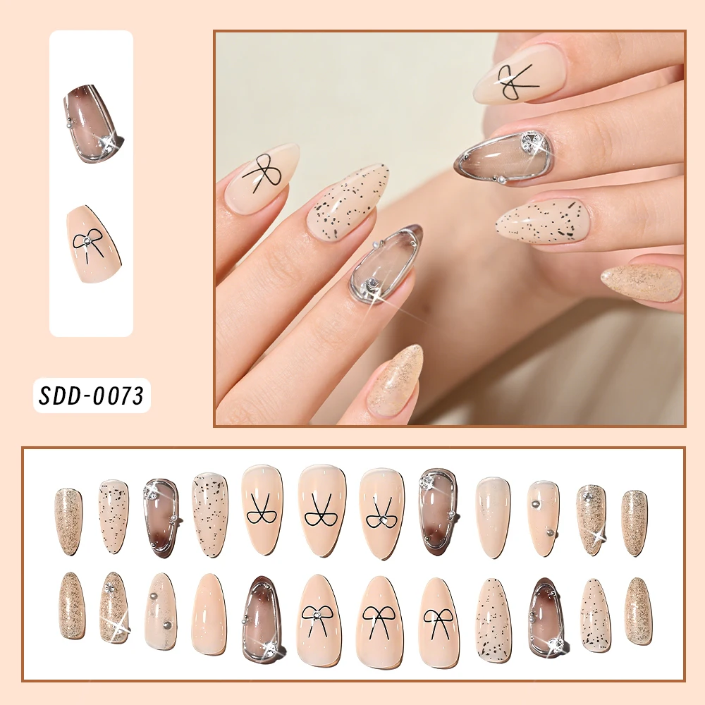 24Pcs French Silver Frame Black Bow Nude Almond Press On Nail Glossy Broken Diamond Almond Fake Nail Summer Almond False Nail
24Pcs French Silver Frame Black Bow Nude Almond Press On Nail Glossy Broken Diamond Almond Fake Nail Summer Almond False Nail
