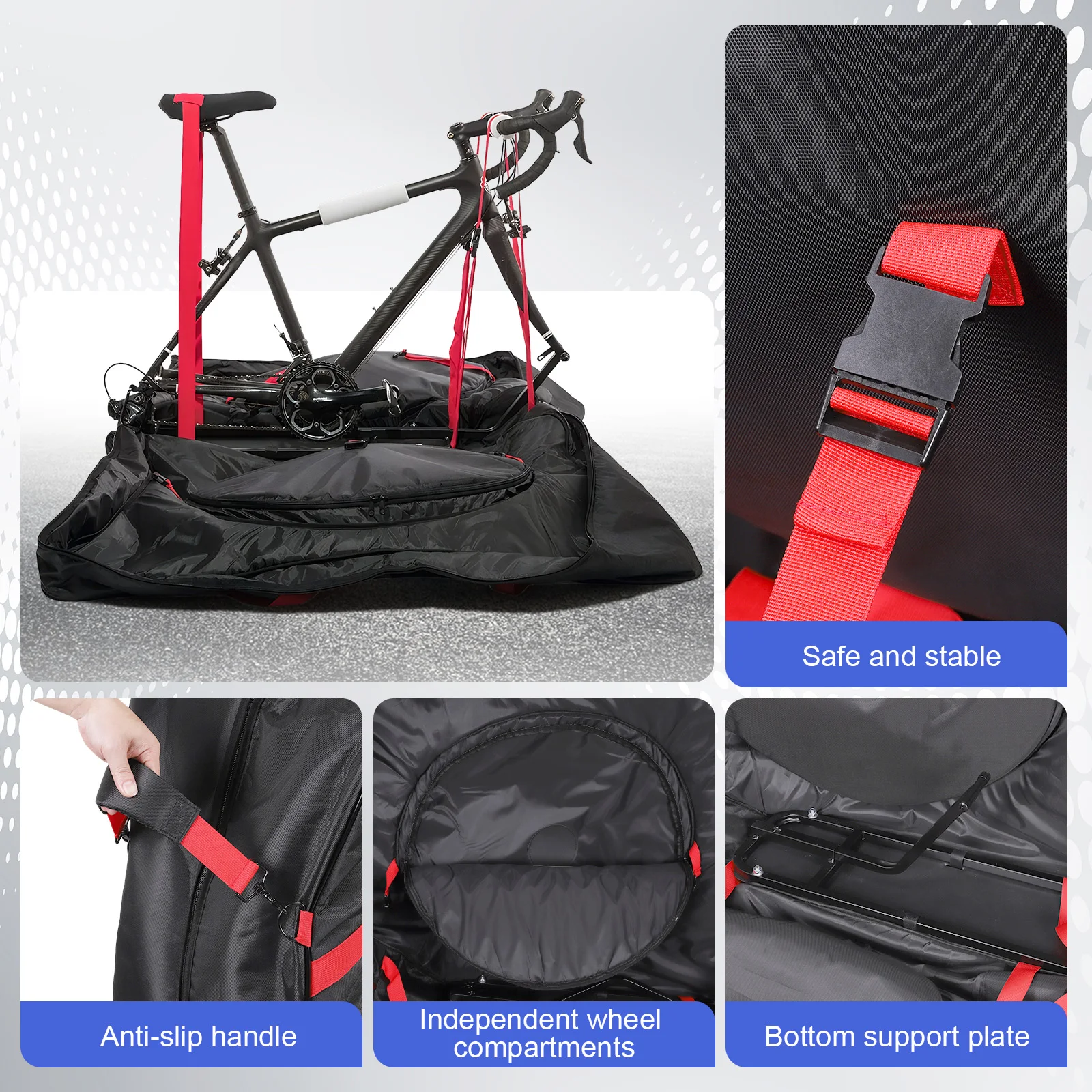 1680D Oxford Cloth Bicycle Carrying Storage Bag Bicycle Transportation Bag for Mountain Bike Road Bike E-bike
1680D Oxford Cloth Bicycle Carrying Storage Bag Bicycle Transportation Bag for Mountain Bike Road Bike E-bike