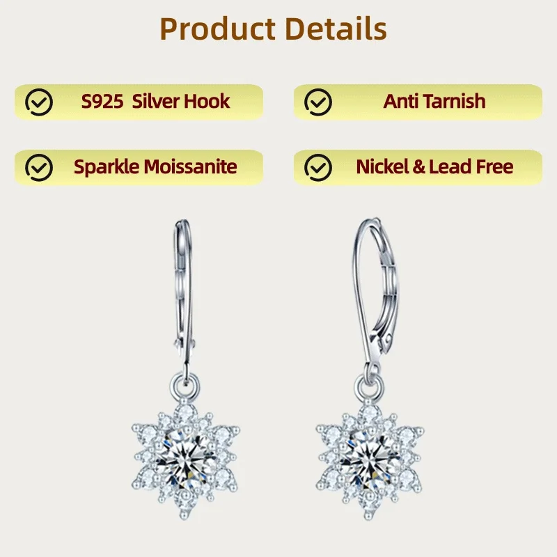 LAMVOICE S925 sterling silver miossanite earrings, christmas day gifts for her, jewelry with gift box
LAMVOICE S925 sterling silver miossanite earrings, christmas day gifts for her, jewelry with gift box