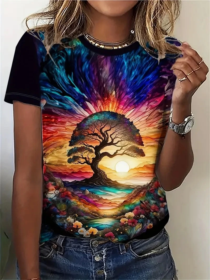 Женская футболка больших размеров с короткими рукавами и 3D-принтом дерева, свободная и повседневная, мягкая, удобная и дышащая, подходит для улицы
Женская футболка больших размеров с короткими рукавами и 3D-принтом дерева, свободная и повседневная, мягкая, удобная и дышащая, подходит для улицы