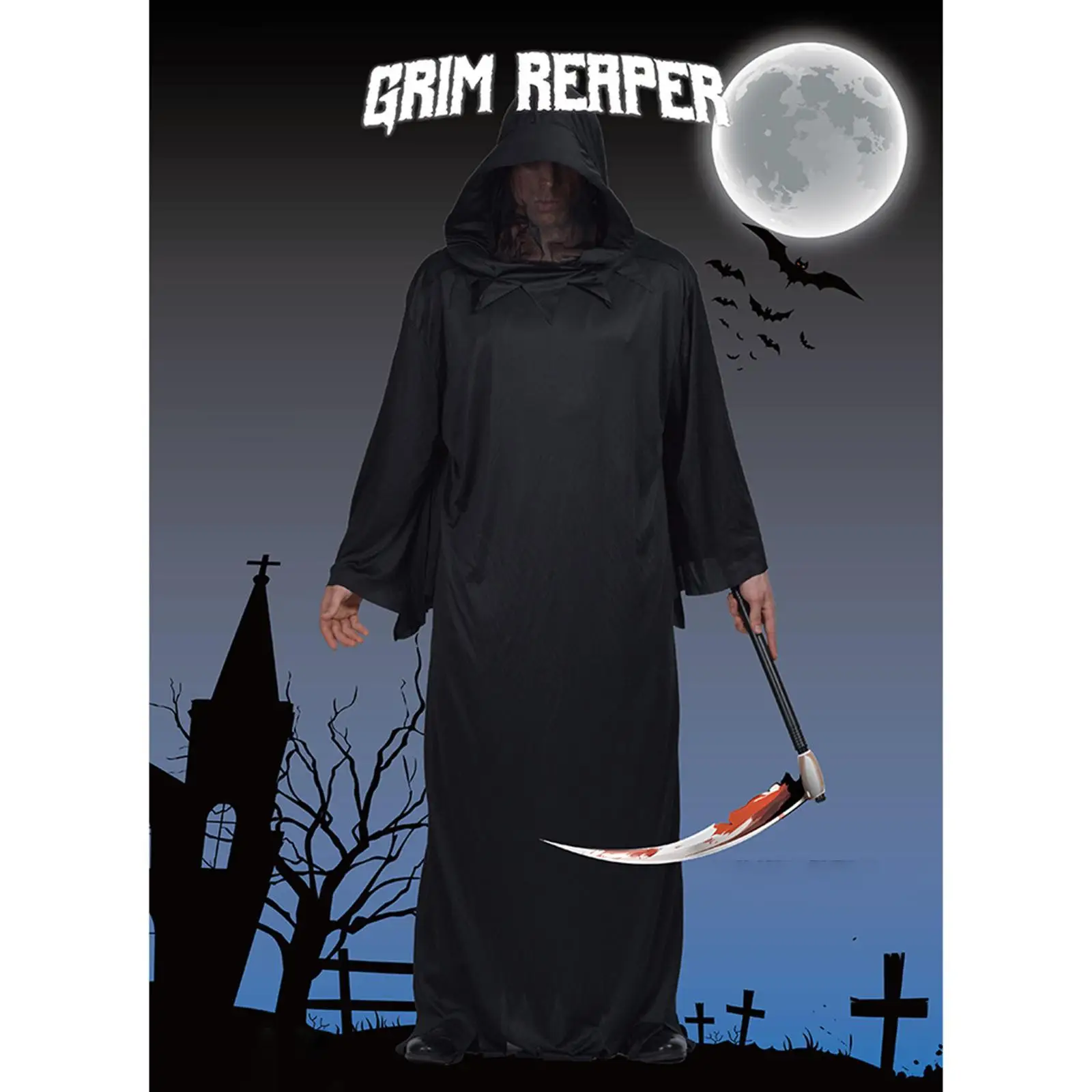 Хэллоуин Мрачный костюм Черный халат для жуткой атмосферы сценического выступления
Хэллоуин Мрачный костюм Черный халат для жуткой атмосферы сценического выступления