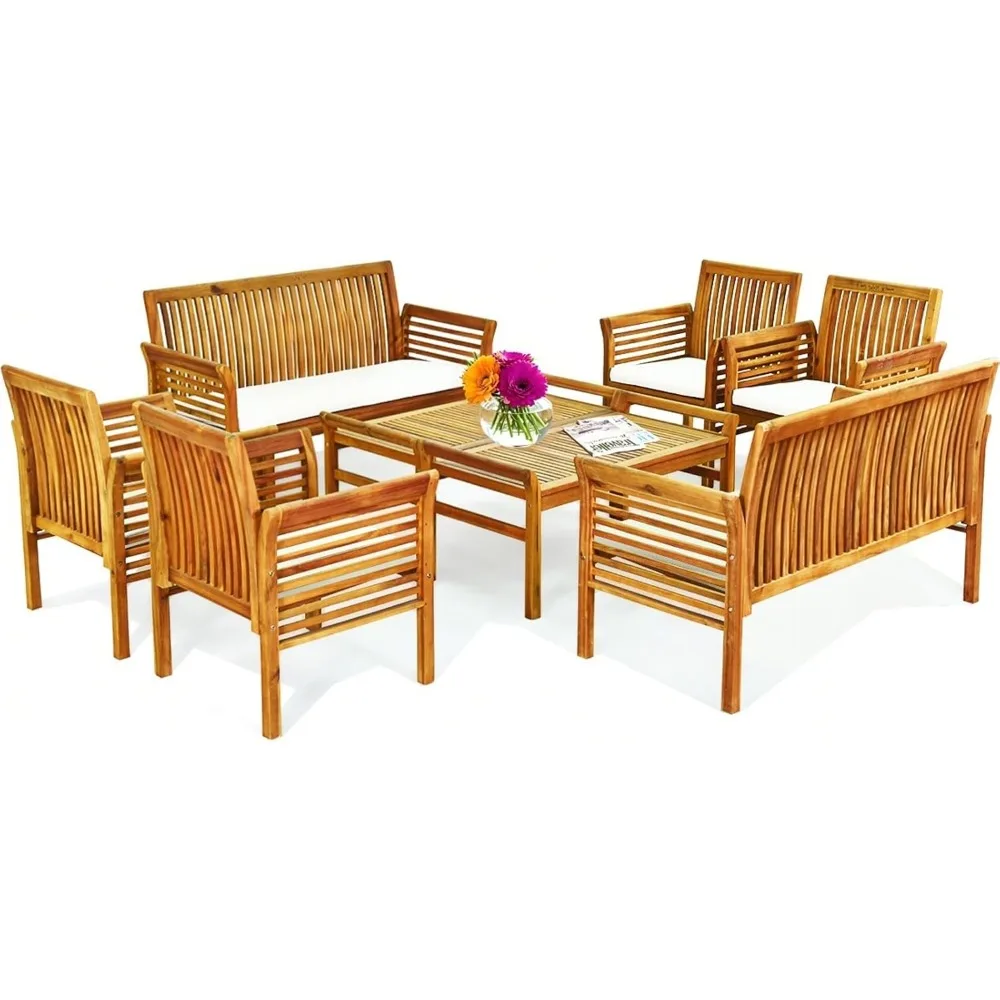 4 Piece Patio Conversation Sets, Acacia Padded Outside Furniture w/Removable & Washable Cushions, Slatted Design, Patio Furnitur
4 Piece Patio Conversation Sets, Acacia Padded Outside Furniture w/Removable & Washable Cushions, Slatted Design, Patio Furnitur
