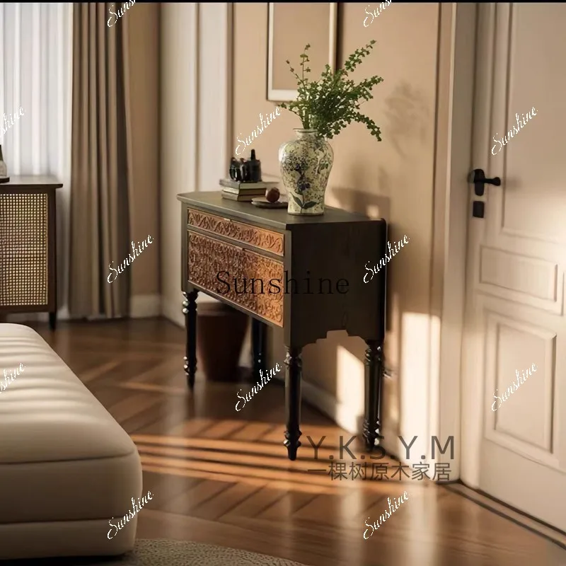 French retro solid wood contrasting color creative porch carved storage storage entrance foyer decoration FT
French retro solid wood contrasting color creative porch carved storage storage entrance foyer decoration FT