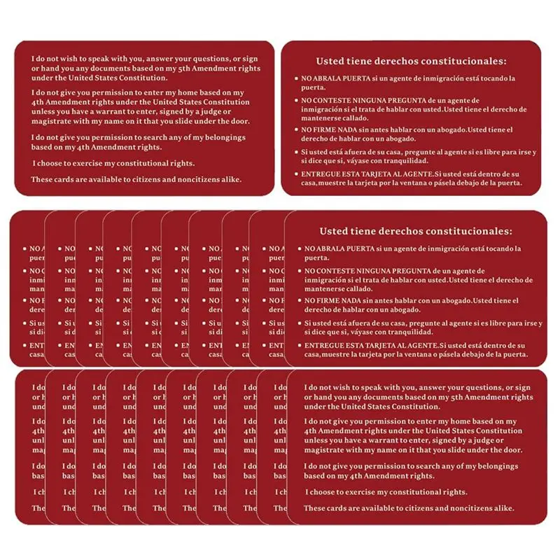 Know Your Rights Immigration Red Card - English Spanish Constitutional Rights Reminder For Immigration Encounters-AEF7
Know Your Rights Immigration Red Card - English Spanish Constitutional Rights Reminder For Immigration Encounters-AEF7