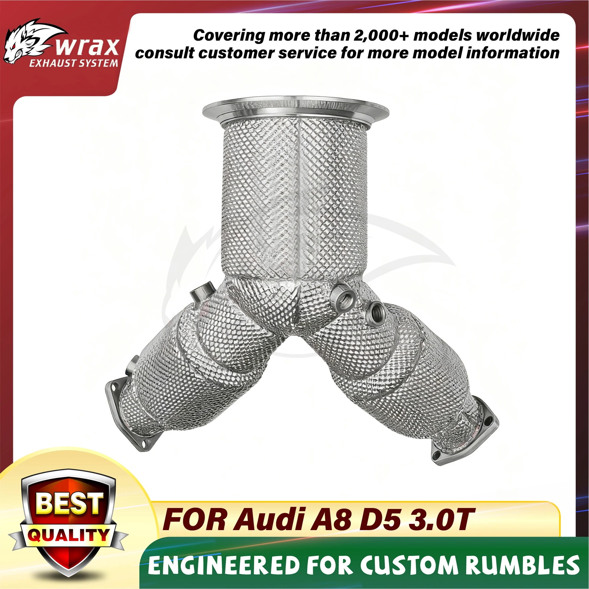 High Flow Exhaust WRAX for Audi A8 D5 3.0T Stainless Steel Downpipe with Heat Shield Sports Sound
High Flow Exhaust WRAX for Audi A8 D5 3.0T Stainless Steel Downpipe with Heat Shield Sports Sound