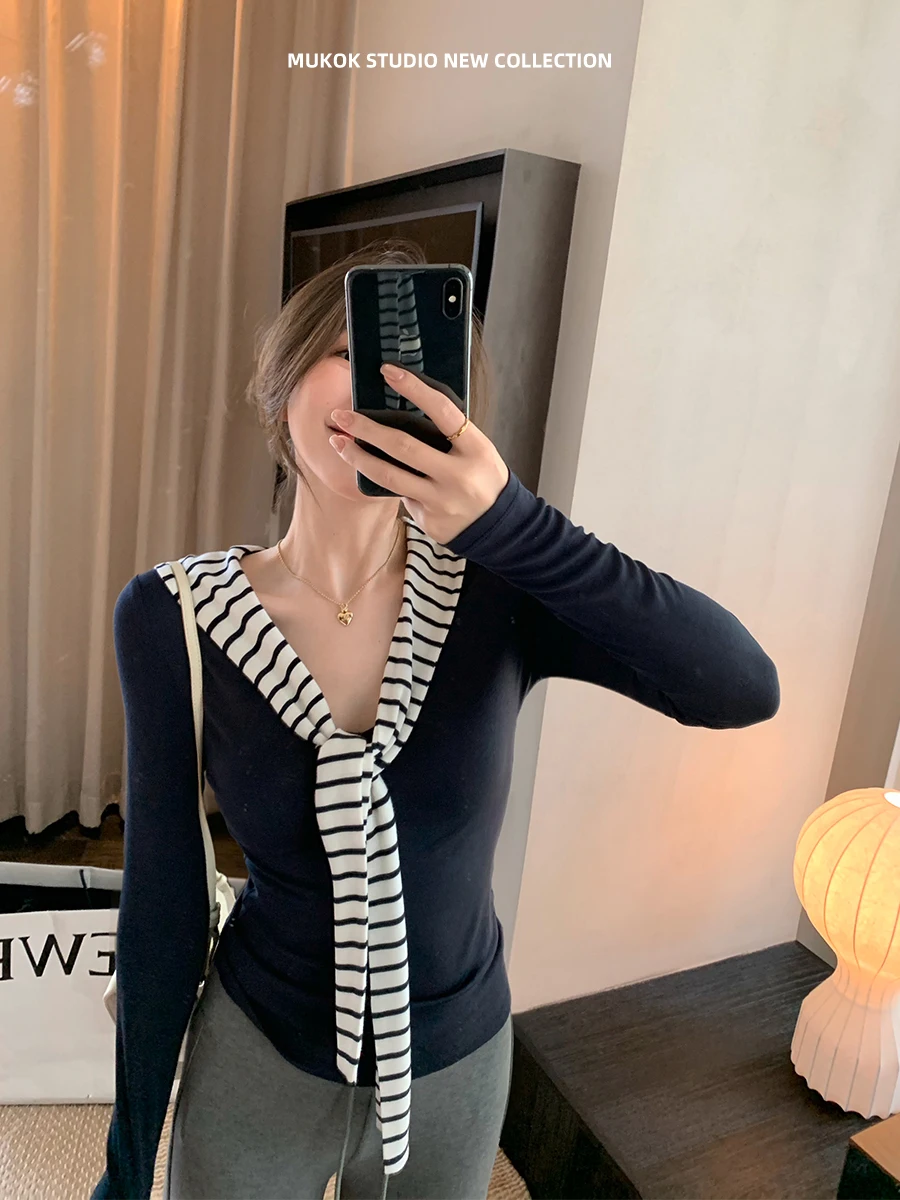 Винтажный полосатый трикотажный джемпер MUKOK с воротником-стойкой, женский, с длинным рукавом, приталенный, базовый слой, весенняя новинка, модель Stand Edition
Винтажный полосатый трикотажный джемпер MUKOK с воротником-стойкой, женский, с длинным рукавом, приталенный, базовый слой, весенняя новинка, модель Stand Edition