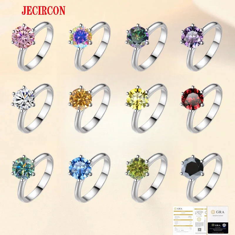JECIRCON 3 Carat Colorful Moissanite S925 Sterling Silver Ring for Women Classic 6 Claws Simple Round Versatile Wedding Jewelry
JECIRCON 3 Carat Colorful Moissanite S925 Sterling Silver Ring for Women Classic 6 Claws Simple Round Versatile Wedding Jewelry