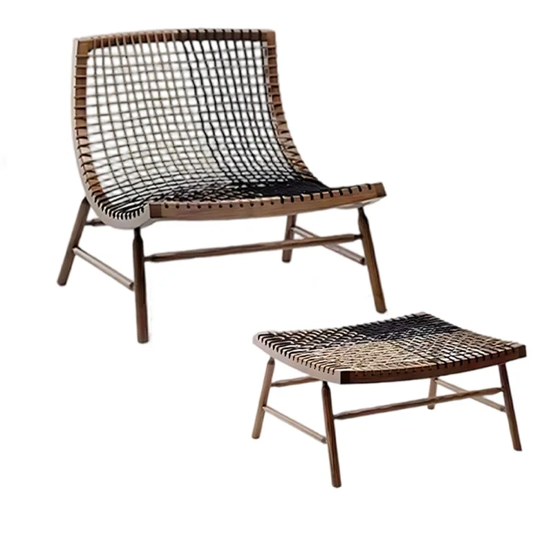 Italian rope woven solid wood leisure chair, home recliner, log retro chair
Italian rope woven solid wood leisure chair, home recliner, log retro chair