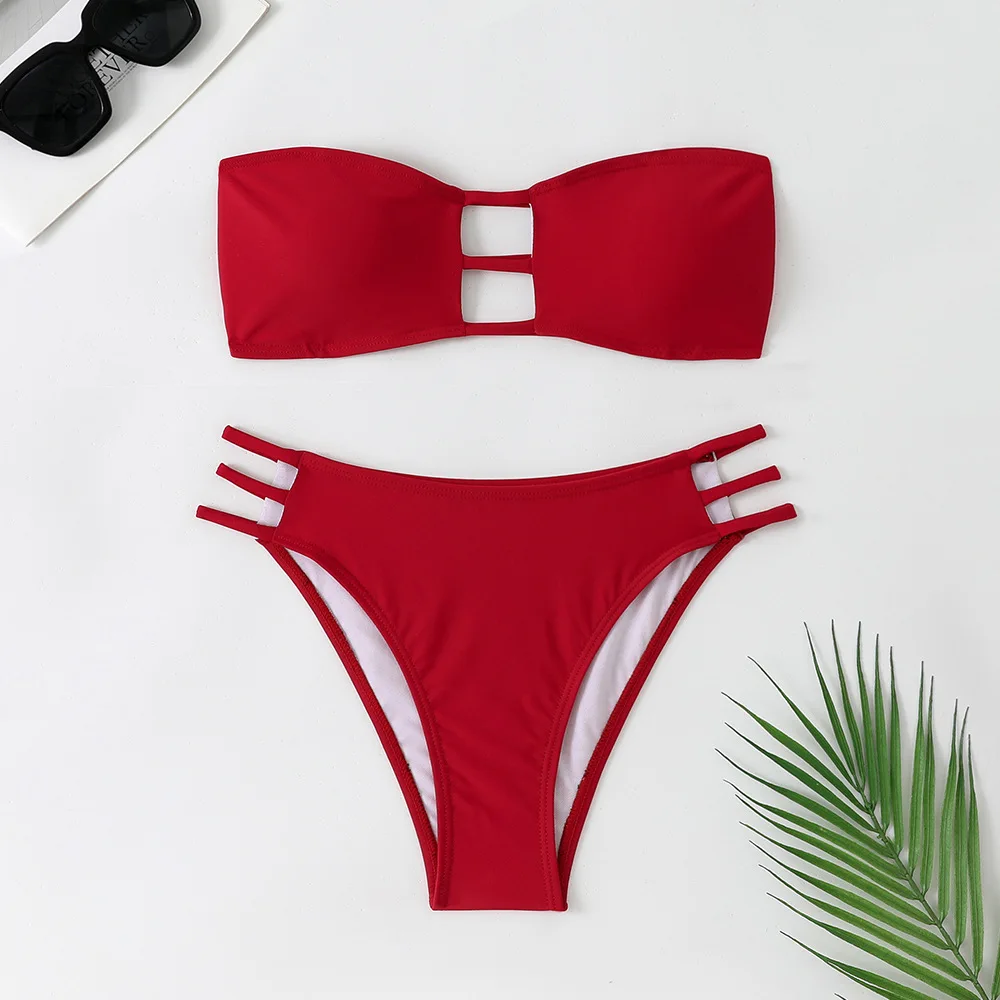 Summer Bandeau Bikini 2025 Women Sexy Hollow Out Backless Bandage High Waist Swimsuit Brazilian Bathing Suit Two Piece Swimwear
Summer Bandeau Bikini 2025 Women Sexy Hollow Out Backless Bandage High Waist Swimsuit Brazilian Bathing Suit Two Piece Swimwear
