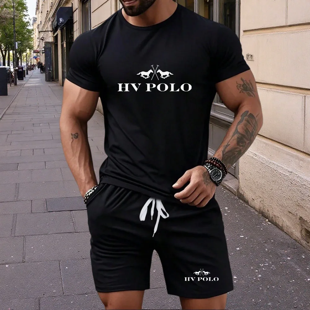 Fashionable summer men's round neck short sleeved T-shirt and shorts two-piece outdoor casual sports men's short sleeved set
Fashionable summer men's round neck short sleeved T-shirt and shorts two-piece outdoor casual sports men's short sleeved set
