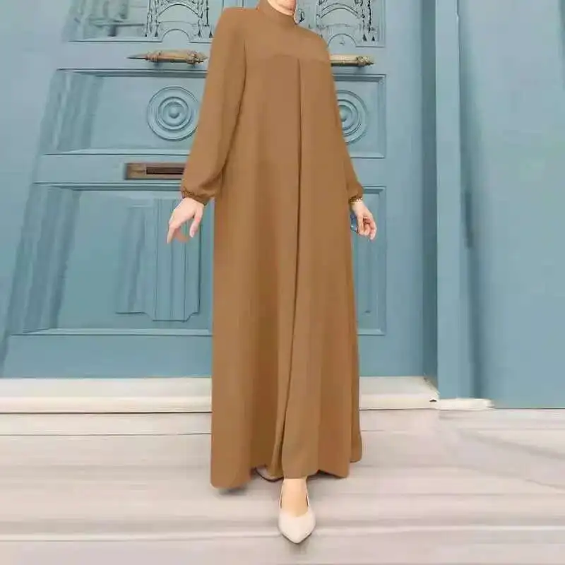 2025 Muslim Women's Abaya Elegant and Atmospheric Dress with Round Neck Patchwork Bubble Sleeves and Long Robe Islam Elegant
2025 Muslim Women's Abaya Elegant and Atmospheric Dress with Round Neck Patchwork Bubble Sleeves and Long Robe Islam Elegant