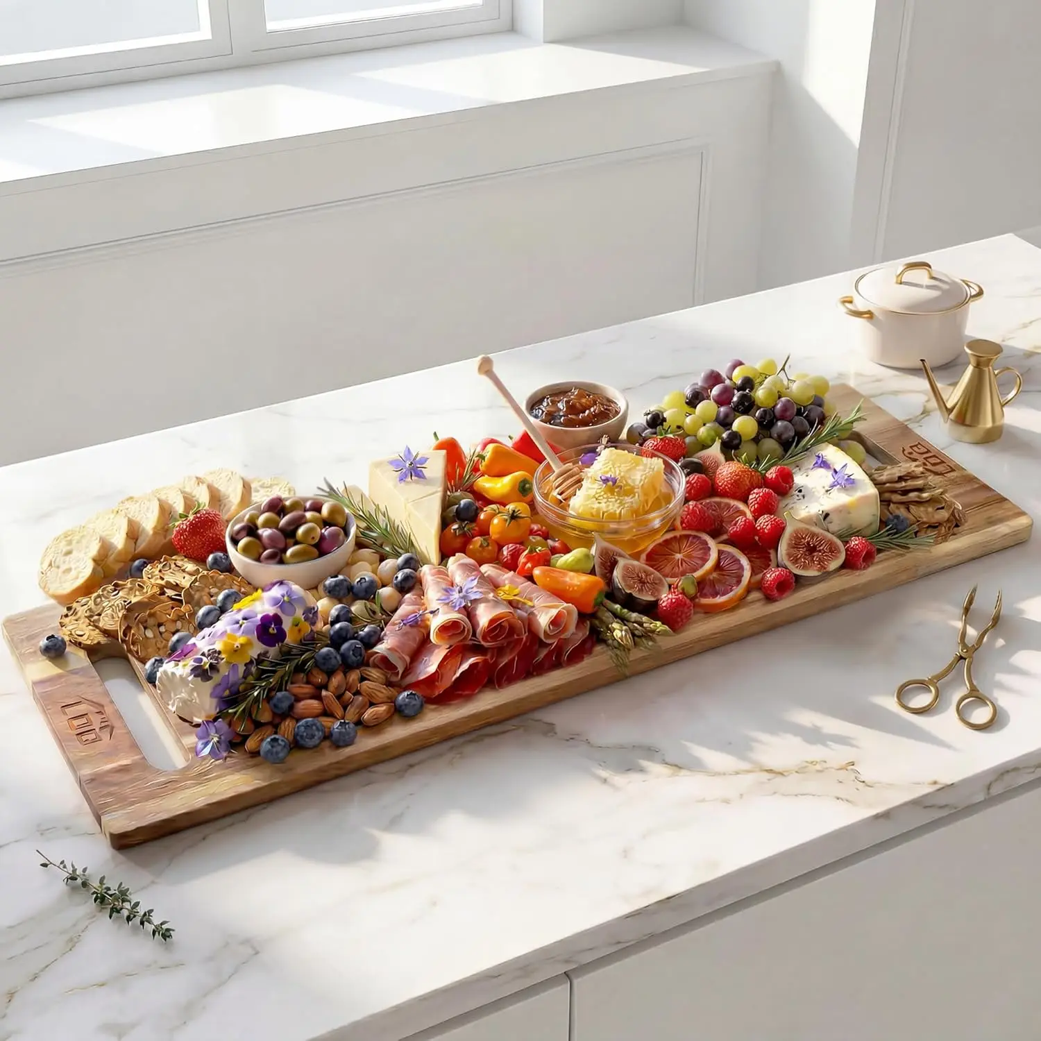 Extra Large 36 x 11 Inch Acacia Wood Cutting Board, 3-in-1 Cutting Serving Display Board, Long Charcuterie Board with 2 Wooden Stands
Extra Large 36 x 11 Inch Acacia Wood Cutting Board, 3-in-1 Cutting Serving Display Board, Long Charcuterie Board with 2 Wooden Stands
