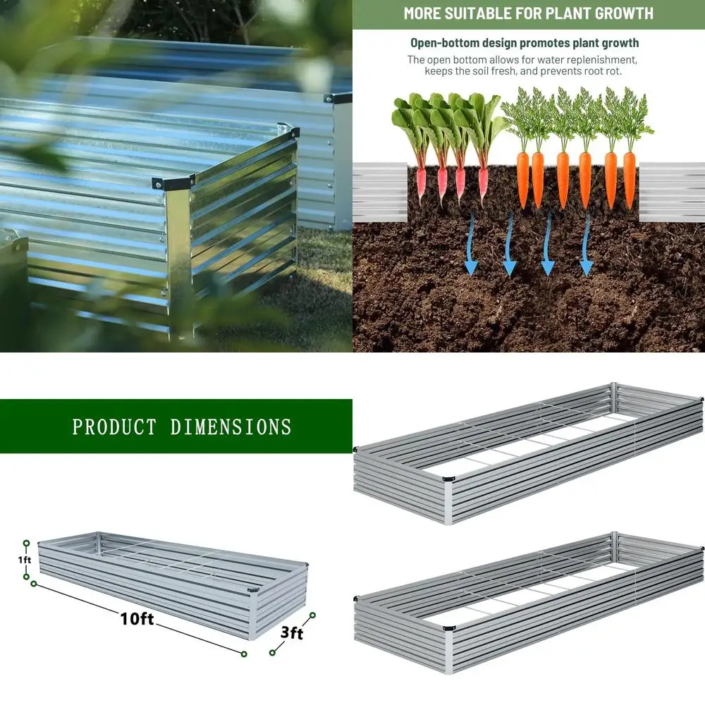10x3x1FT Galvanized Raised Garden Bed, 2-Piece Metal Planter, Large Outdoor Planters for Vegetables, Flowers, Herbs - Silver
10x3x1FT Galvanized Raised Garden Bed, 2-Piece Metal Planter, Large Outdoor Planters for Vegetables, Flowers, Herbs - Silver