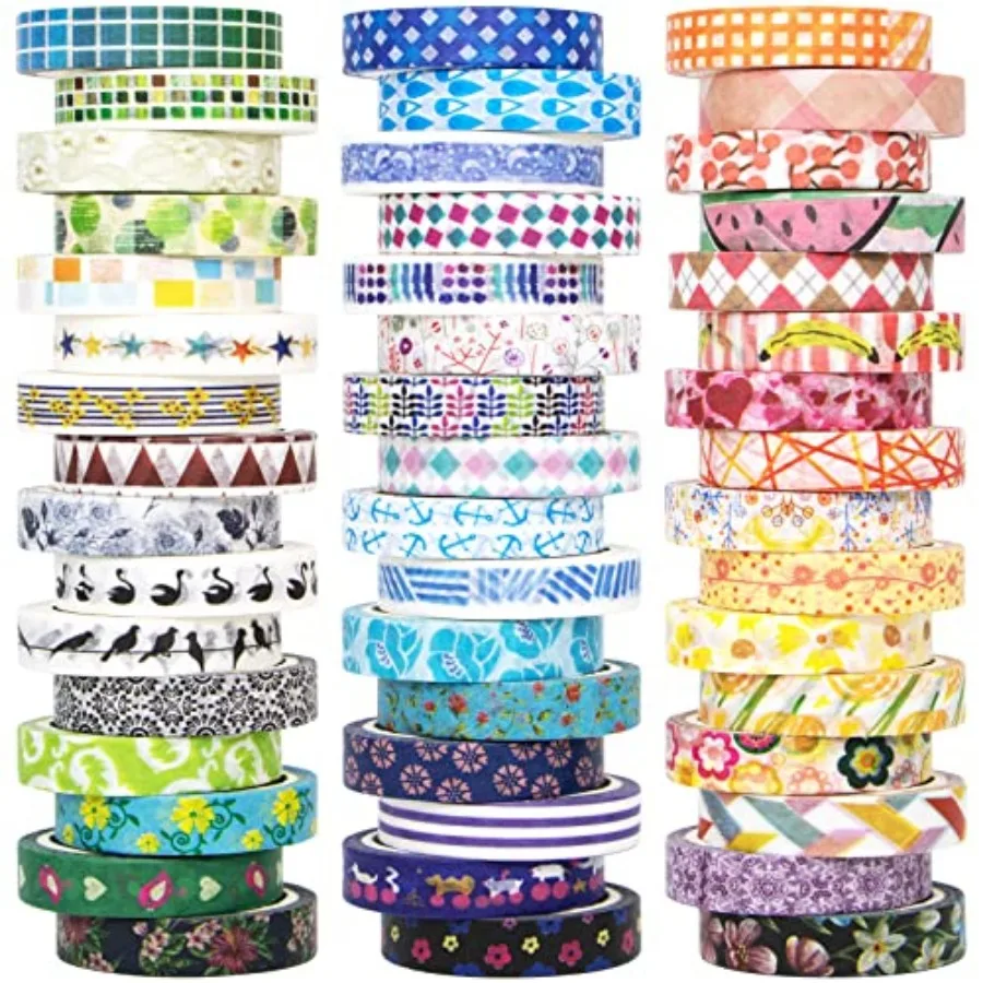 48 Rolls Washi Tape Set - 8mm Wide Decorative Masking Tape, Colorful Flower Style Design for DIY Craft Scrapbooking Gift Wrappi
48 Rolls Washi Tape Set - 8mm Wide Decorative Masking Tape, Colorful Flower Style Design for DIY Craft Scrapbooking Gift Wrappi