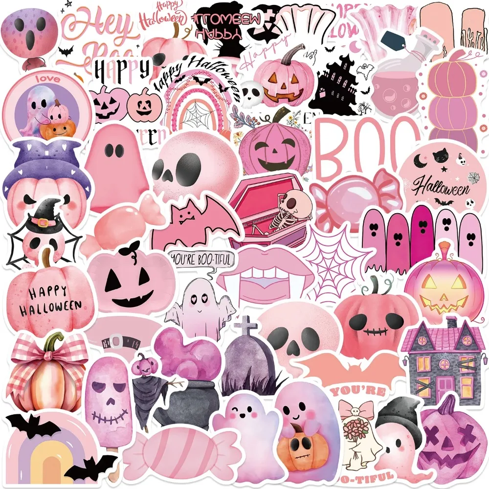 50PCS Kawaii Pink Halloween Ghost Skull Pumpkin Stickers Notebook Guitar Skateboard Waterproof Cute Decorative Sticker Toy
50PCS Kawaii Pink Halloween Ghost Skull Pumpkin Stickers Notebook Guitar Skateboard Waterproof Cute Decorative Sticker Toy