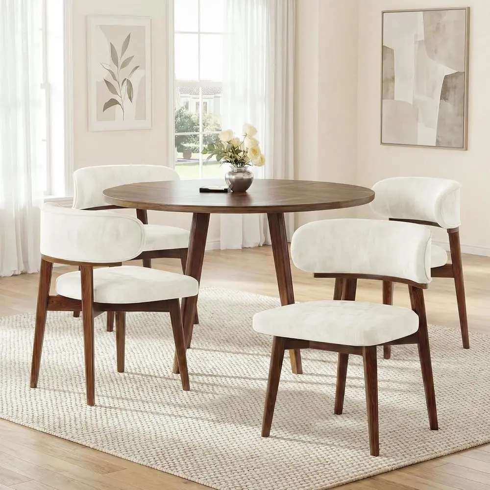 Set of 4 Upholstered Wooden Dining Chairs with Ergonomic Curved Backrest for Kitchen or Dining Room
Set of 4 Upholstered Wooden Dining Chairs with Ergonomic Curved Backrest for Kitchen or Dining Room