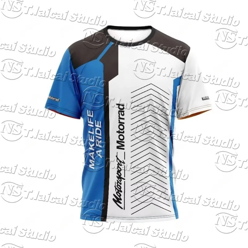 Лето 2029, мужская и женская сине-белая футболка BMW Racing Team, дышащая, быстросохнущая, мотоциклетная, дорожная, велосипедная, спортивная рубашка 
Лето 2029, мужская и женская сине-белая футболка BMW Racing Team, дышащая, быстросохнущая, мотоциклетная, дорожная, велосипедная, спортивная рубашка