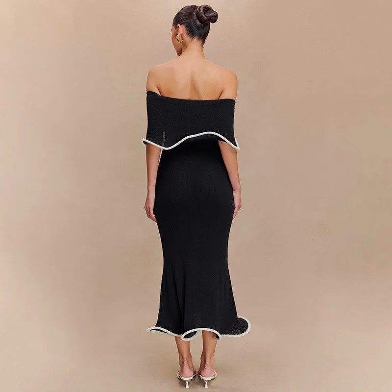 Women Black Patchwork Slip Off Shoulder Dresses Pleated Loose Contrast French Sexy Women Linen Suspender Long Dress Fashion
Women Black Patchwork Slip Off Shoulder Dresses Pleated Loose Contrast French Sexy Women Linen Suspender Long Dress Fashion