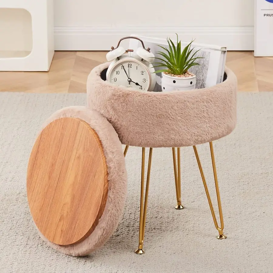 Footrest Footstools Round Faux Fur Ottoman with Storage Space Soft Vanity Chair Seat Coffee Table Ottoman Small Side Table Metal
Footrest Footstools Round Faux Fur Ottoman with Storage Space Soft Vanity Chair Seat Coffee Table Ottoman Small Side Table Metal