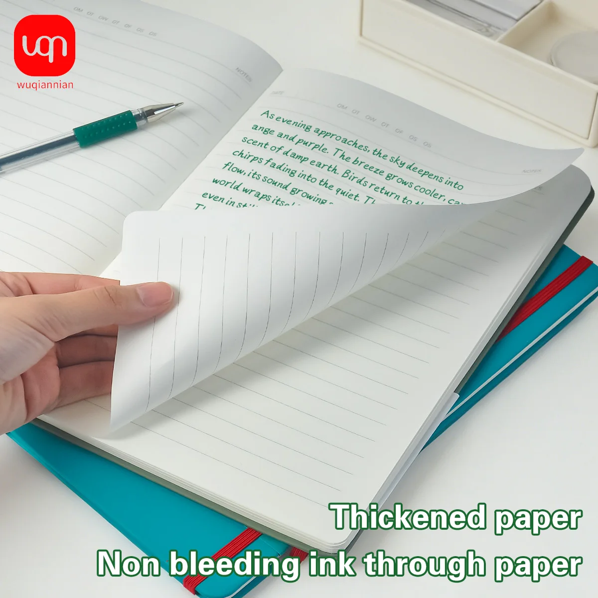 WQN 1pc High-Grade Multicolor Thickened Notebook, Comfortable and Easy-to-Write Paper - 3/6pcs 0.5mm Fashionable Green Gel Pen,
WQN 1pc High-Grade Multicolor Thickened Notebook, Comfortable and Easy-to-Write Paper - 3/6pcs 0.5mm Fashionable Green Gel Pen,
