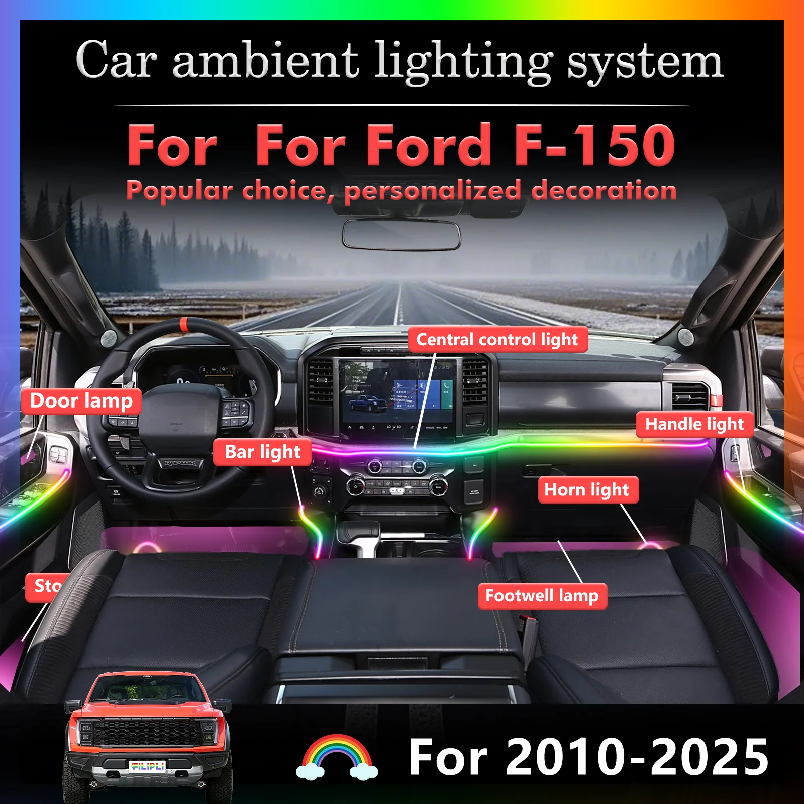 Для Ford F-150 умный пульт дистанционного управления салона автомобиля окружающее освещение RGB 64 цвета светодиодный энергосберегающий эффективный набор ламп
Для Ford F-150 умный пульт дистанционного управления салона автомобиля окружающее освещение RGB 64 цвета светодиодный энергосберегающий эффективный набор ламп