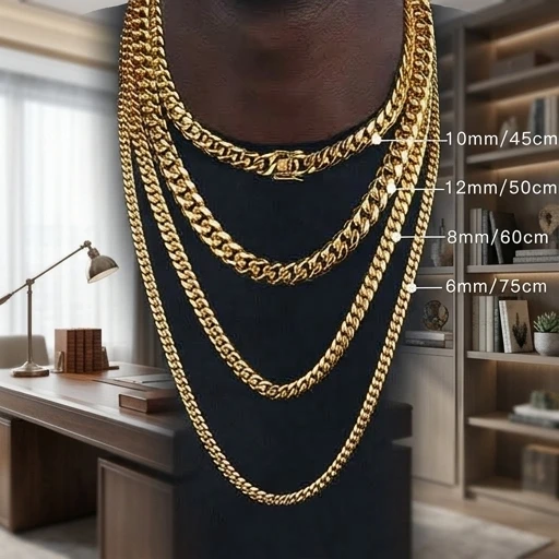 6mm-12mm Hip-Hop High Polished Gold 316L Stainless Steel Curb Cuban Link Chain Necklace Gift For Men
6mm-12mm Hip-Hop High Polished Gold 316L Stainless Steel Curb Cuban Link Chain Necklace Gift For Men