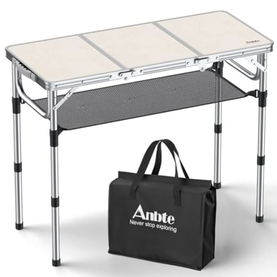 Outdoor folding camping table with storage net, aluminum, silver, 3ft portable design with 3 adjustable heights up to 27.1 inch
Outdoor folding camping table with storage net, aluminum, silver, 3ft portable design with 3 adjustable heights up to 27.1 inch